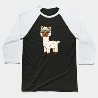 Cool Llama Cute Alpaca With Sunglasses Baseball T-Shirt